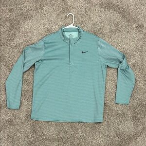 Nike Teal and White Striped Pullover